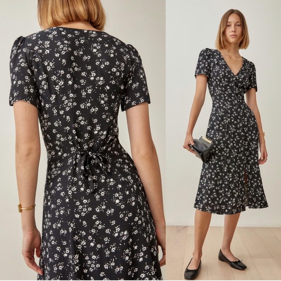 Reformation Locklin Midi Dress - Jasmine - Size 4 - Picture 2 of 7